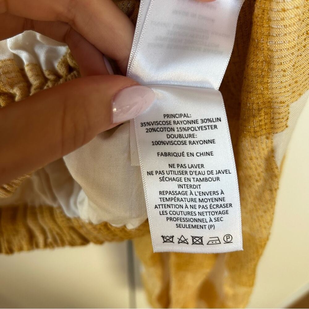 Acler Sutherland Linen Blend Blouse in Canary Yellow Gingham Cottagecore Size 4 - Picture 8 of 8
